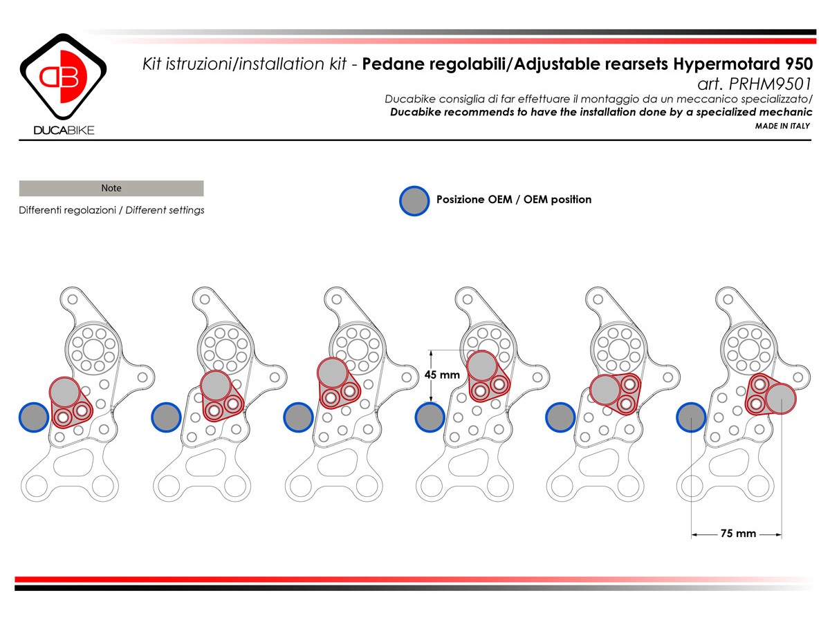 Ducabike Adjustable Rearsets for the Ducati Hypermotard 950 / SP